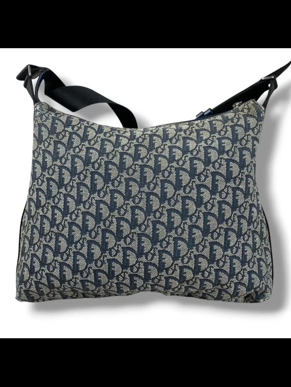 Dior Navy and Beige Oblique Canvas Messenger Bag